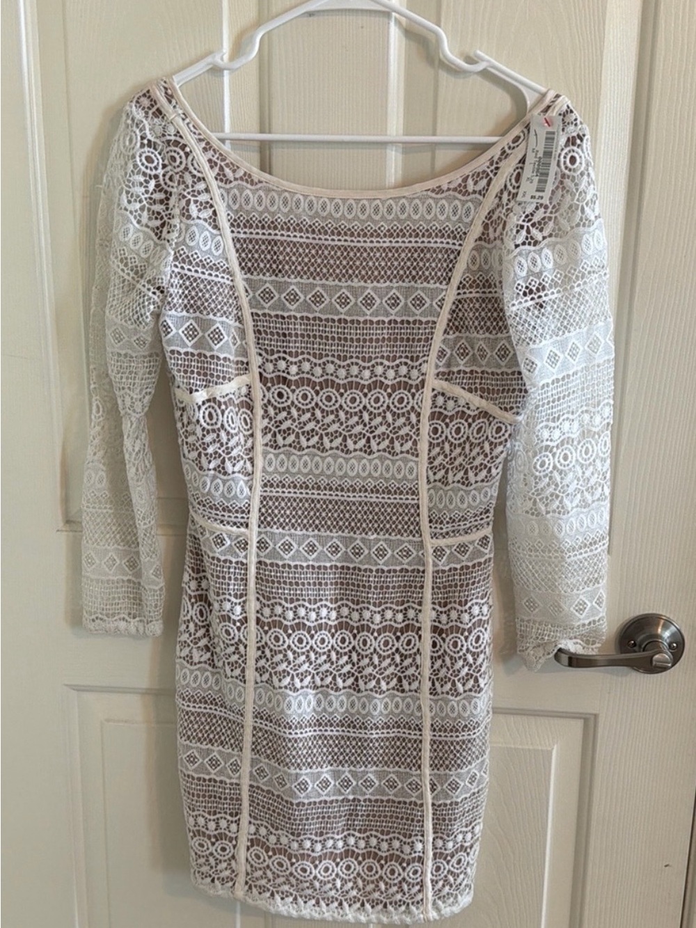 Madison Marcus White Crochet Lace Bodycon Mini Dress - size S
